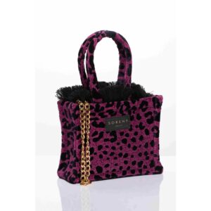 SORENA - LEOPARD Velvet Magenta Mini Tote Bag