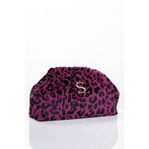 SORENA - LEOPARD Velvet Magenta Bucket Bag