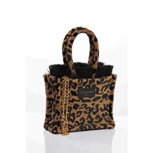SORENA - LEOPARD Velvet Brown Mini Tote