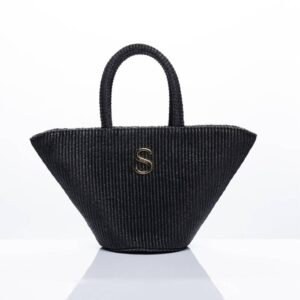 black mini basket bag