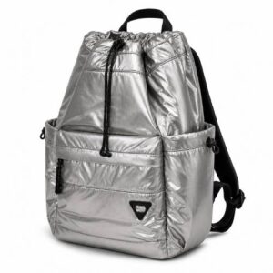 silver backpack