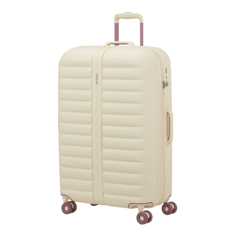 beige large luggage