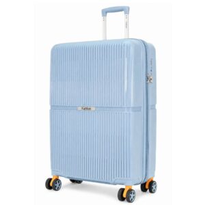 large light blue luggage